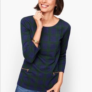 Talbots Zip Pocket Jacquard Top Size L